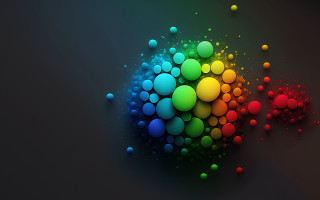 Colorful abstract balls 3d triadic - different color and shapes free wallpaper