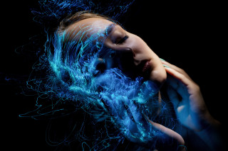 Blue light woman hands face - blue light free wallpaper