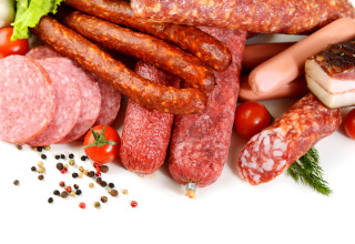 Sausages meats tomatoes lettuce food - tomato free wallpaper