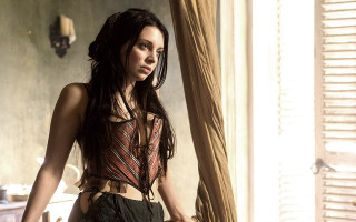 Woman standing room curtain open - the room free wallpaper