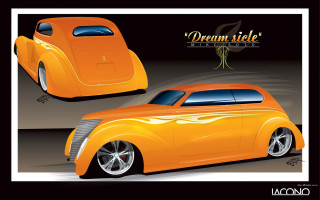 Orange car black background white - ed roth free wallpaper