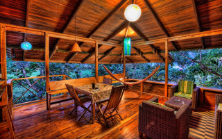 Wooden deck hammock table chairs - a wooden deck free wallpaper