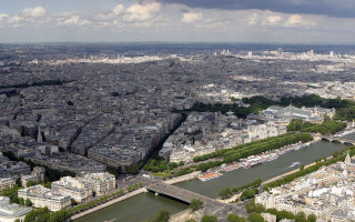 Paris aerial view river bridge - a view of a city free wallpaper