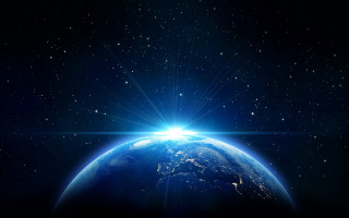 Bright sun earth horizon space 2 - a bright sun free wallpaper