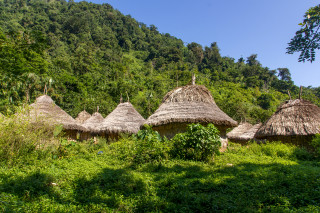 Huts field trees hill nature - cui bai free wallpaper
