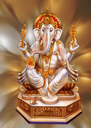 Ganesha statue gold background pedestal - a gold background free wallpaper for mobile