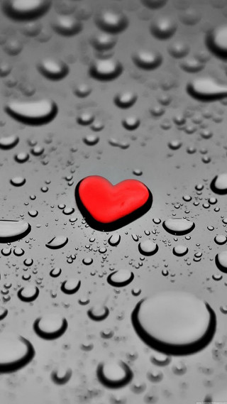 Red heart wet surface water - the surface free wallpaper for mobile
