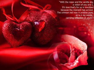Romantic hearts poem rose ribbon - the middle of them free wallpaper