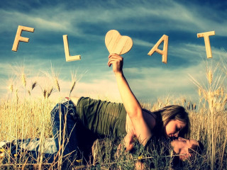 Woman laying field float heart - wood free wallpaper