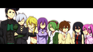 Anime characters group arms crossed - half free wallpaper