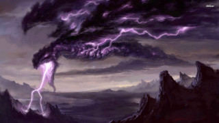 Purple black lightning storm mountains - a purple sky free wallpaper