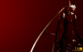 Red background woman sword white - a white line free wallpaper