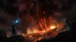 Man fire sky painting giant - chris cold free wallpaper for desktop