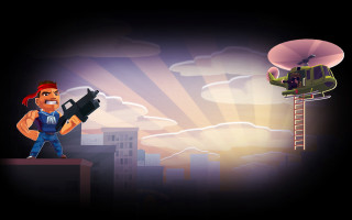 Man gun helicopter city night - over a city free wallpaper