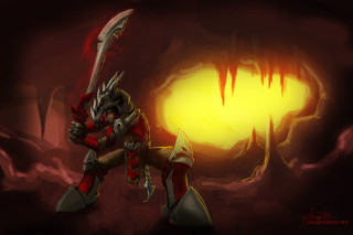 Cartoon character sword cave light - a cartoon character holding free wallpaper for desktop