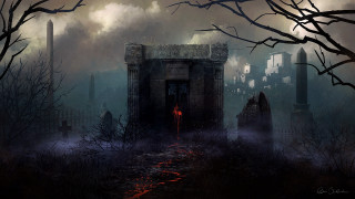 Creepy building red light graveyard - andreas rocha free wallpaper