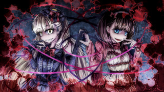 Anime girls blue eyes red - synchromism free wallpaper