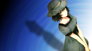 Woman hat green dress blue - a shadow free wallpaper for desktop