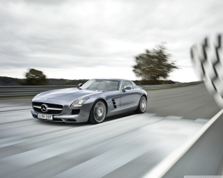 Silver mercedes sports car track - a track free wallpaper