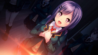 Purple hair girl red bow - other girl free wallpaper