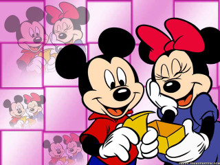 Mickey minnie mice pink background - square free wallpaper for desktop
