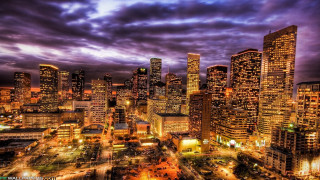 City skyline night purple sky - dave arredondo free wallpaper