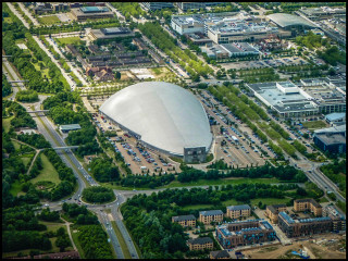 Aerial view stadium city trees - tree and buildings free wallpaper