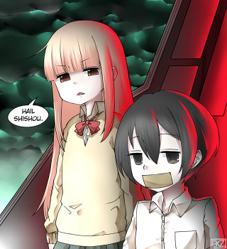 Two anime girls red wall - a red wall free wallpaper for tablet