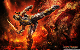 Man suit kick fire sword - a fire background free wallpaper