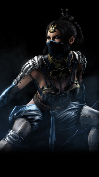 Woman black mask blue outfit - unreal free wallpaper for mobile