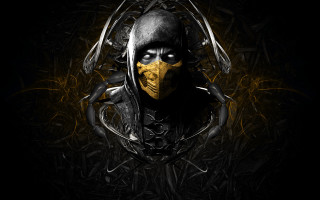 Man yellow mask black background - a yellow mask free wallpaper