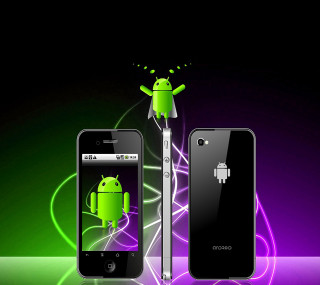 Cell phones table green purple - android free wallpaper for tablet