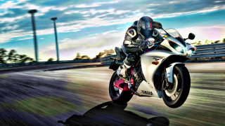 Man motorcycle track sky clouds - the bike free wallpaper