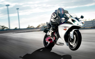 Motorcycle ride road fence building - a person riding free wallpaper