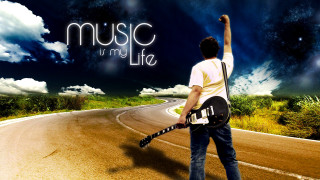 Man guitar road sky music - my life free wallpaper