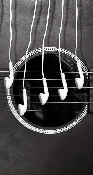 Black white guitar five strings - eric deschamps free wallpaper for mobile