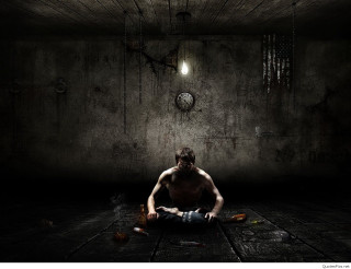 Man sitting dark room clock - dark art free wallpaper for desktop