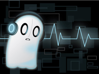 Ghost heartbeat black background blue - a ghost free wallpaper