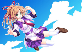 Girl purple dress flying hair - a manga drawing free wallpaper