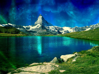 Mountain range lake clouds sky 6 - albert bierstadt free wallpaper