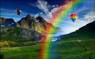 Rainbow mountain lake sky nature - a rainbow free wallpaper
