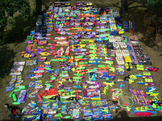 Toys park ground trees grass - hypermaximalist free wallpaper