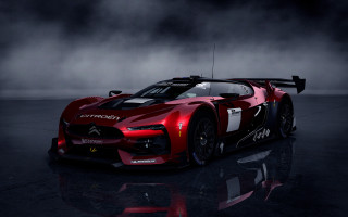 Red sports car dark room 42 - realistic free wallpaper