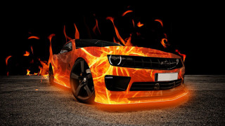 Car flames hood image photo - shock art free wallpaper