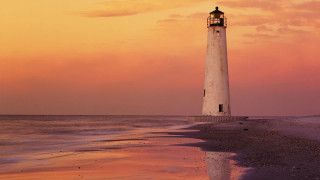 Lighthouse beach sunset pink sky 2 - fitz henry lane free wallpaper
