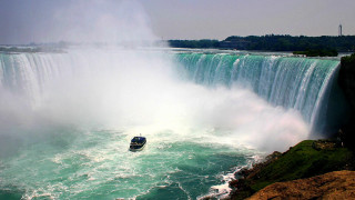 Boat water waterfall near boat 3 - near free wallpaper for desktop