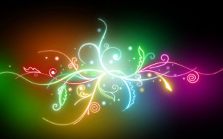 Colorful flower swirls bubbles black 2 - a colorful flower free wallpaper