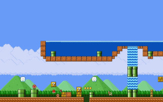 Video game levels blue sky - pixel art free wallpaper for desktop