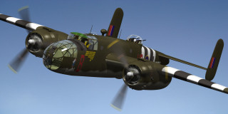 Green airplane propellers blue sky - a propeller free wallpaper