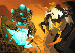 Cartoon man woman fighting clock - anton fadeev free wallpaper